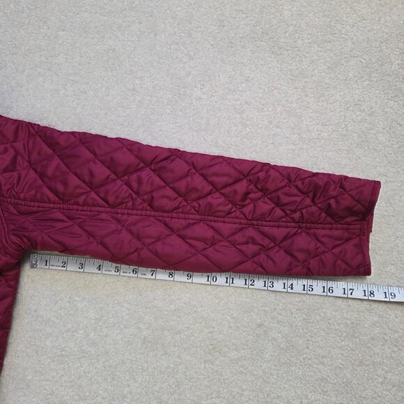 EUC LL Bean Women's M Quilted Lined Long Sleeve Snap Front Jacket Burgundy - Picture 14 of 16